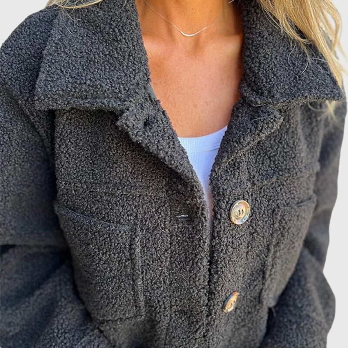 Women's Single-Button Coat – Lambswool-Look Straight Fit