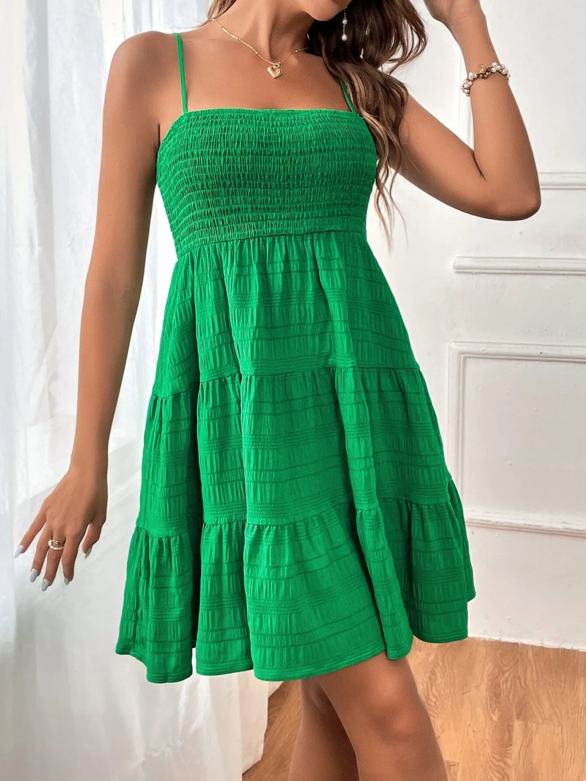 Women's Textured Mini Dress – Sleeveless A-Line Cut
