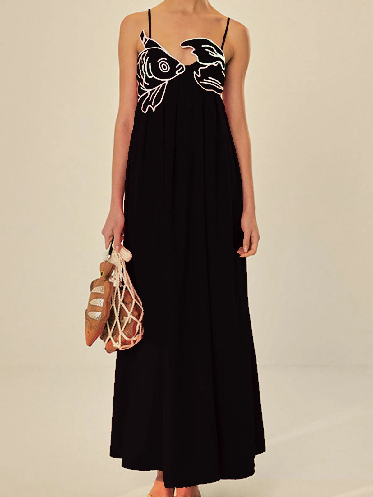 Women's Flounced Maxi Slip Dress – Sculpted Bodice Detail
