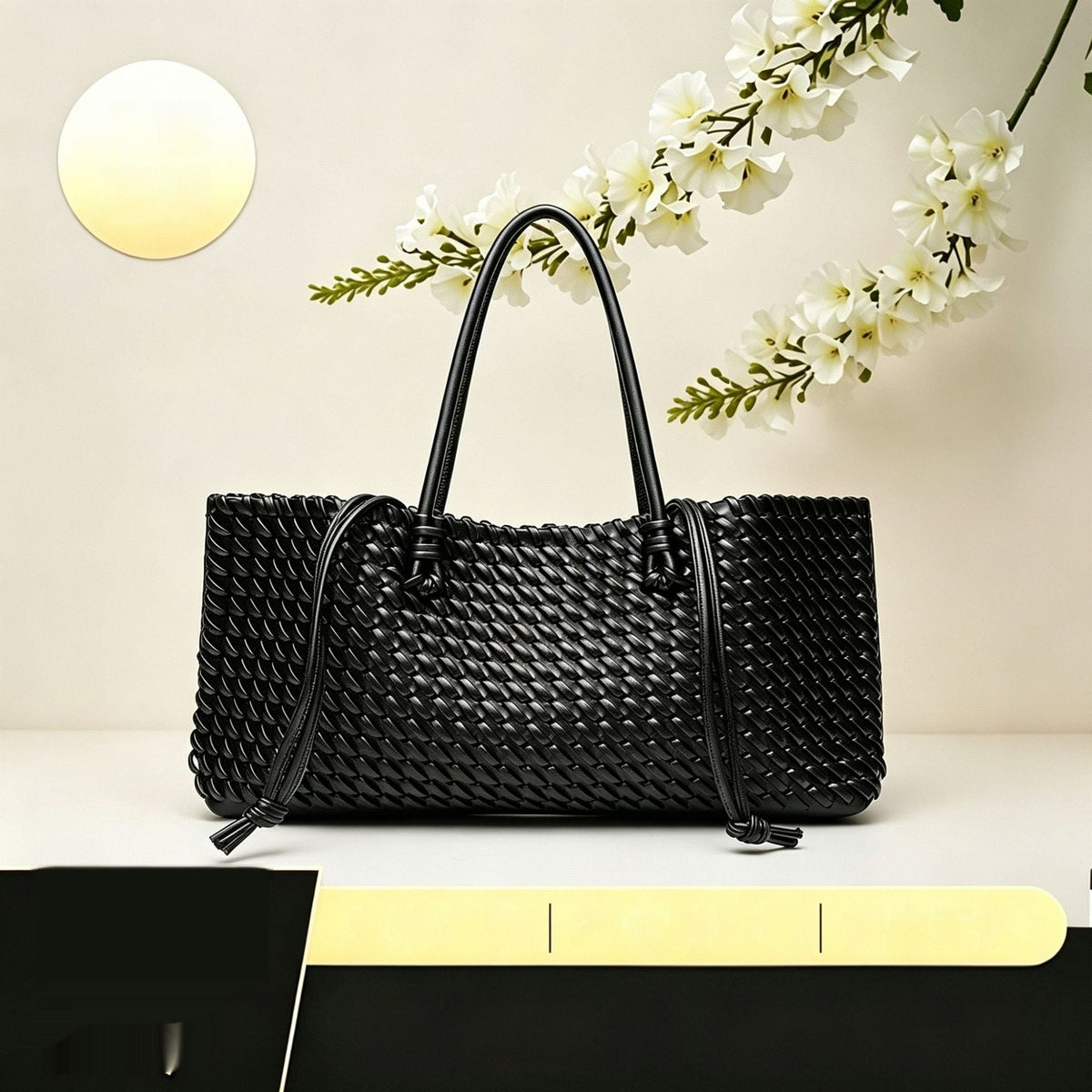 Women's Woven Tote Bag – Structured East-West Shape
