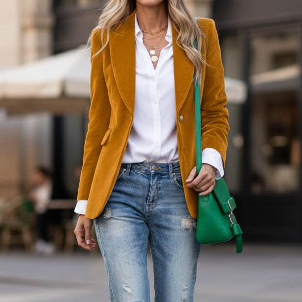 Women's Velvet-Look Blazer – Slim Buttoned Fit