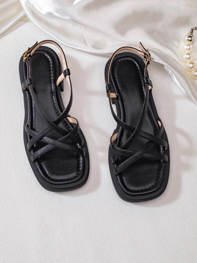 Women's Open-Toe Flat Sandal – Retro Crossover Straps