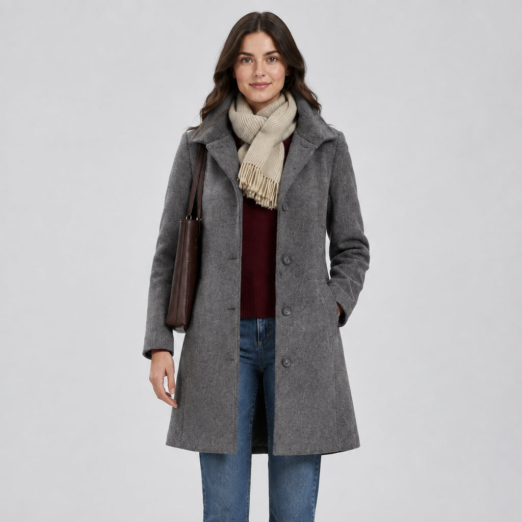 Women's Wool-Look Midi Coat – Slim Tailored Fit
