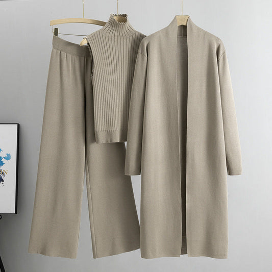 Women's Three-Piece Knit Set – Vest, Cardigan and Pants