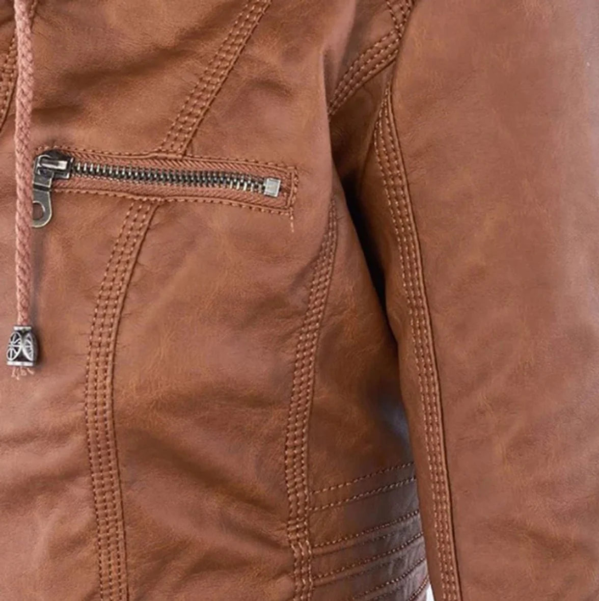 Women's Faux Leather Moto Jacket – Tailored Fitted Cut