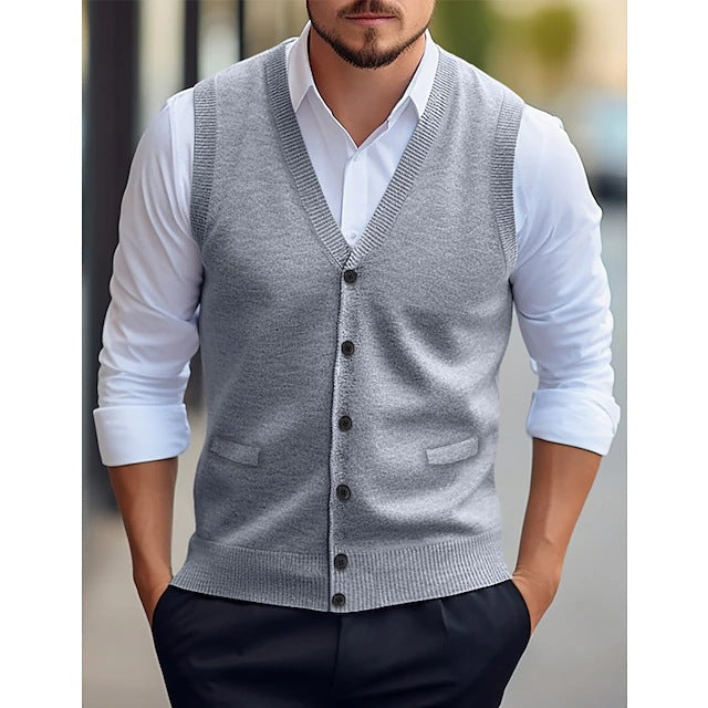Men's Knit Sweater Vest – Sleeveless Cardigan Style