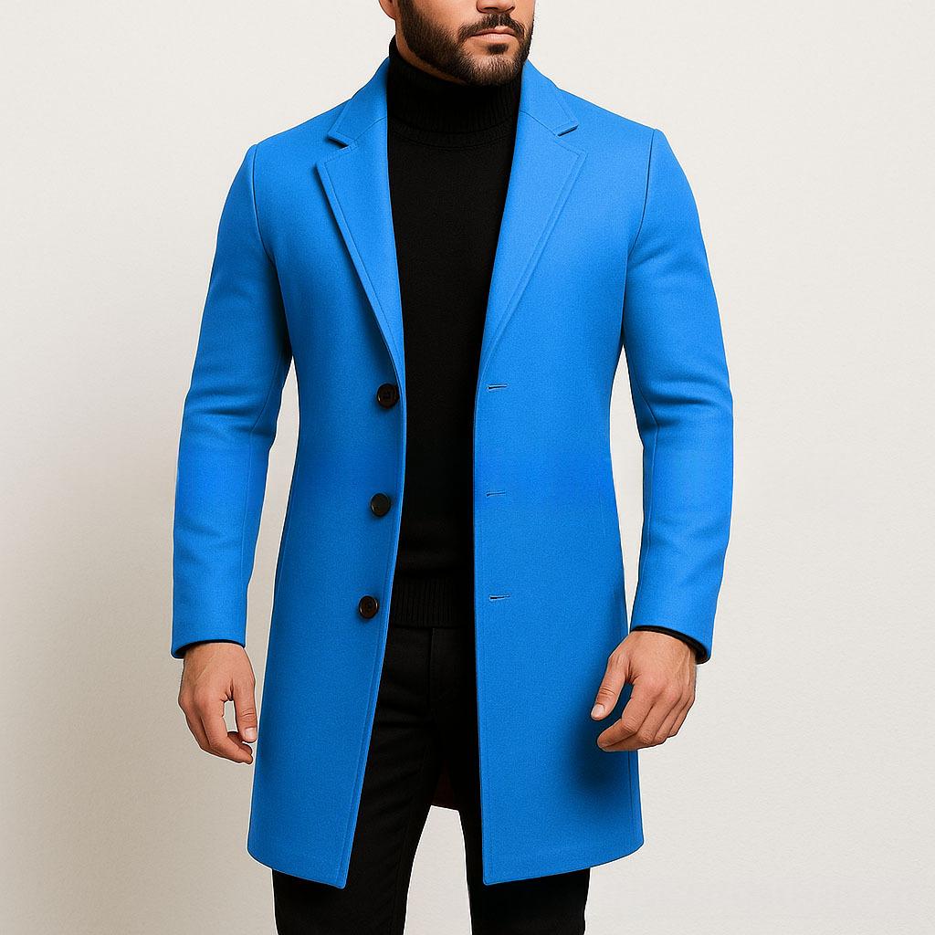 Men's Single-Breasted Trench Coat – Slim Longline Fit