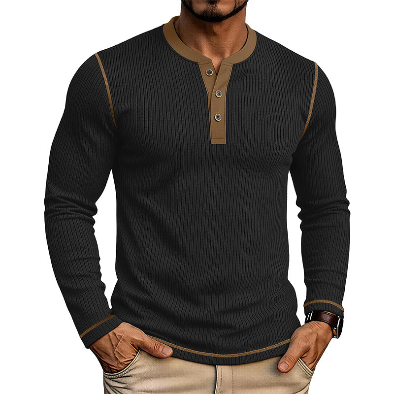 Men's Long Sleeve Henley – Colorblock Modern Fit