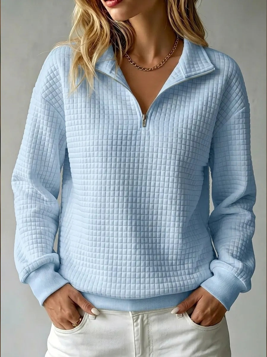 Women's Zip Funnel-Neck Sweatshirt – Honeycomb Knit