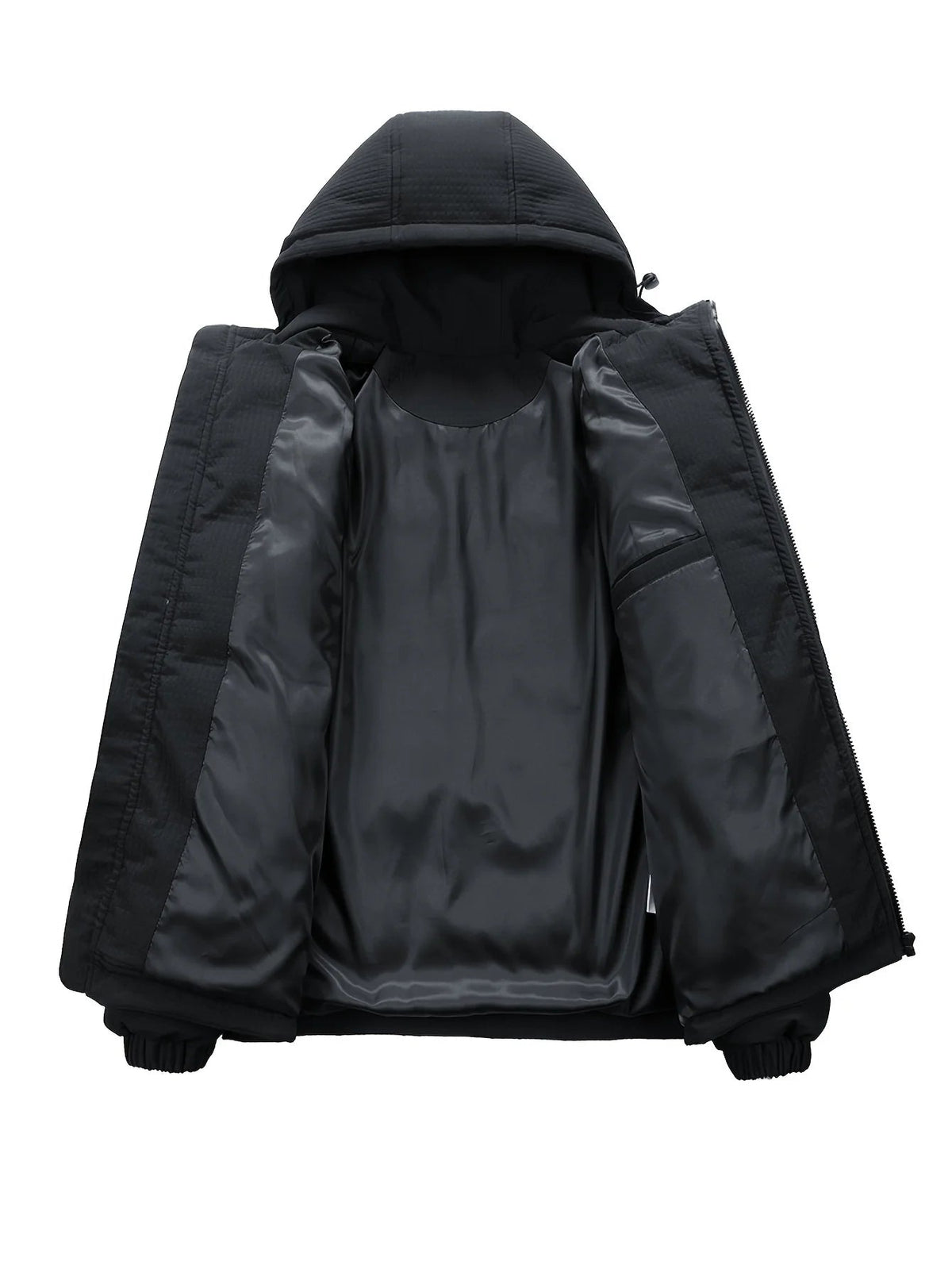 Men's Hooded Quilted Coat – Relaxed Hip-Length Fit