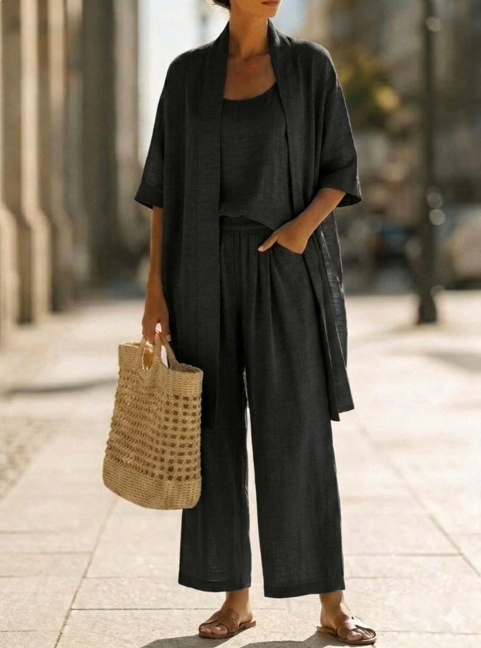 Women's Three-Piece Set – Cardigan, Tank and Pants