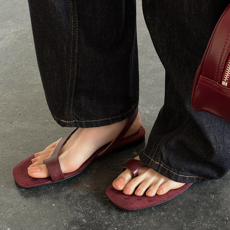 Women's Flat Sandal – Square-Toe Retro Strap
