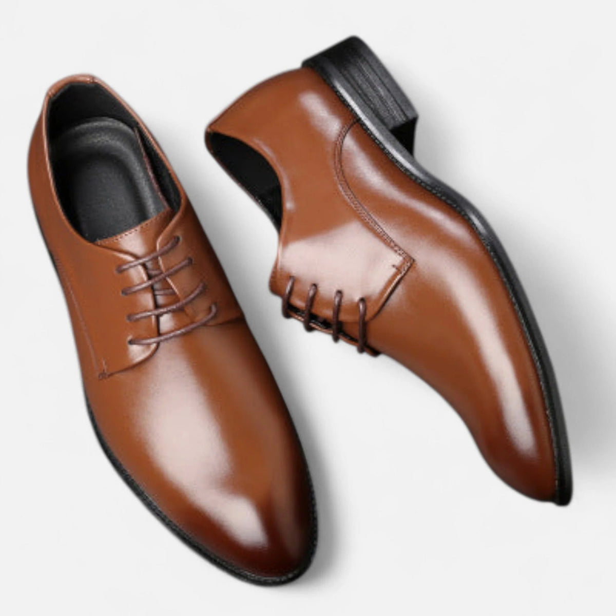 Men's Leather Derby Shoes – Classic Round Toe