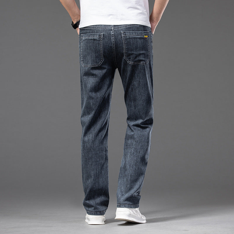 Men's Straight-Leg Stretch Jeans – Partial Elastic Waist