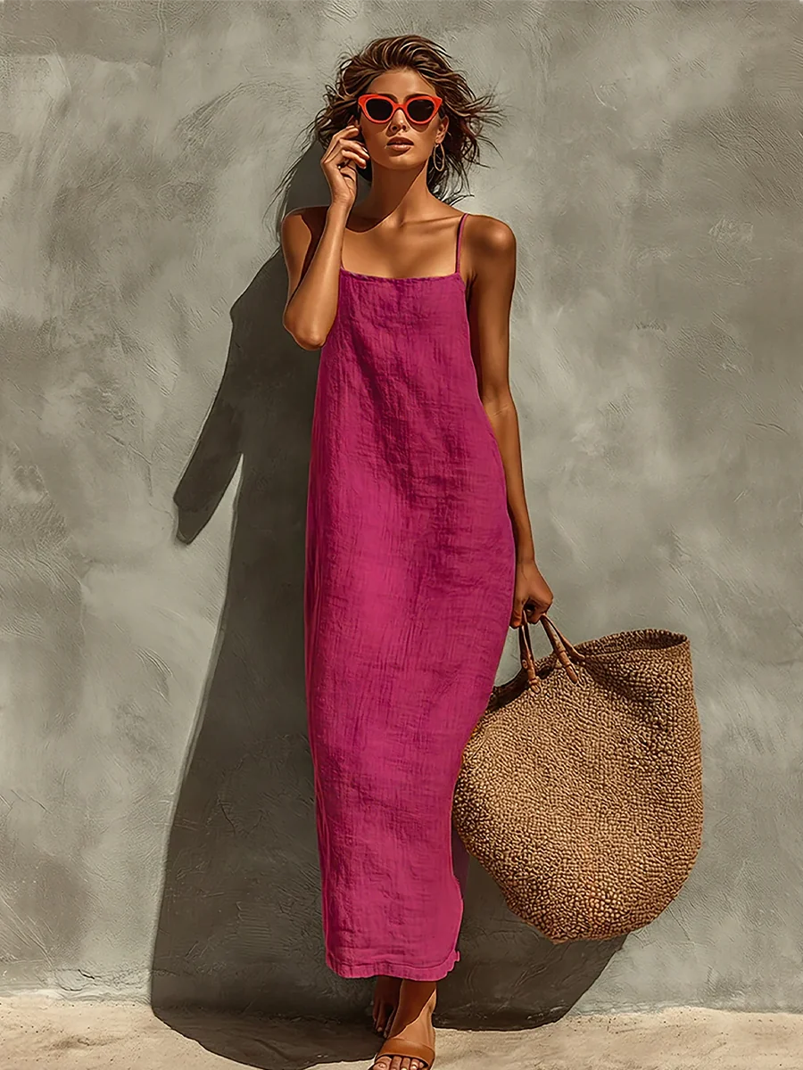 Women's Strapless Maxi Dress – Square Neck Relaxed Fit