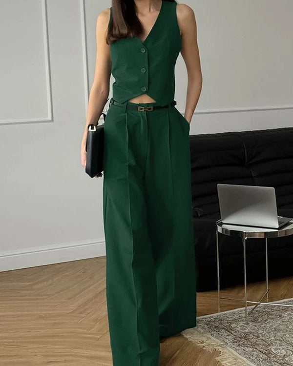 Women's Vest and Pants Set – Tailored Straight Leg