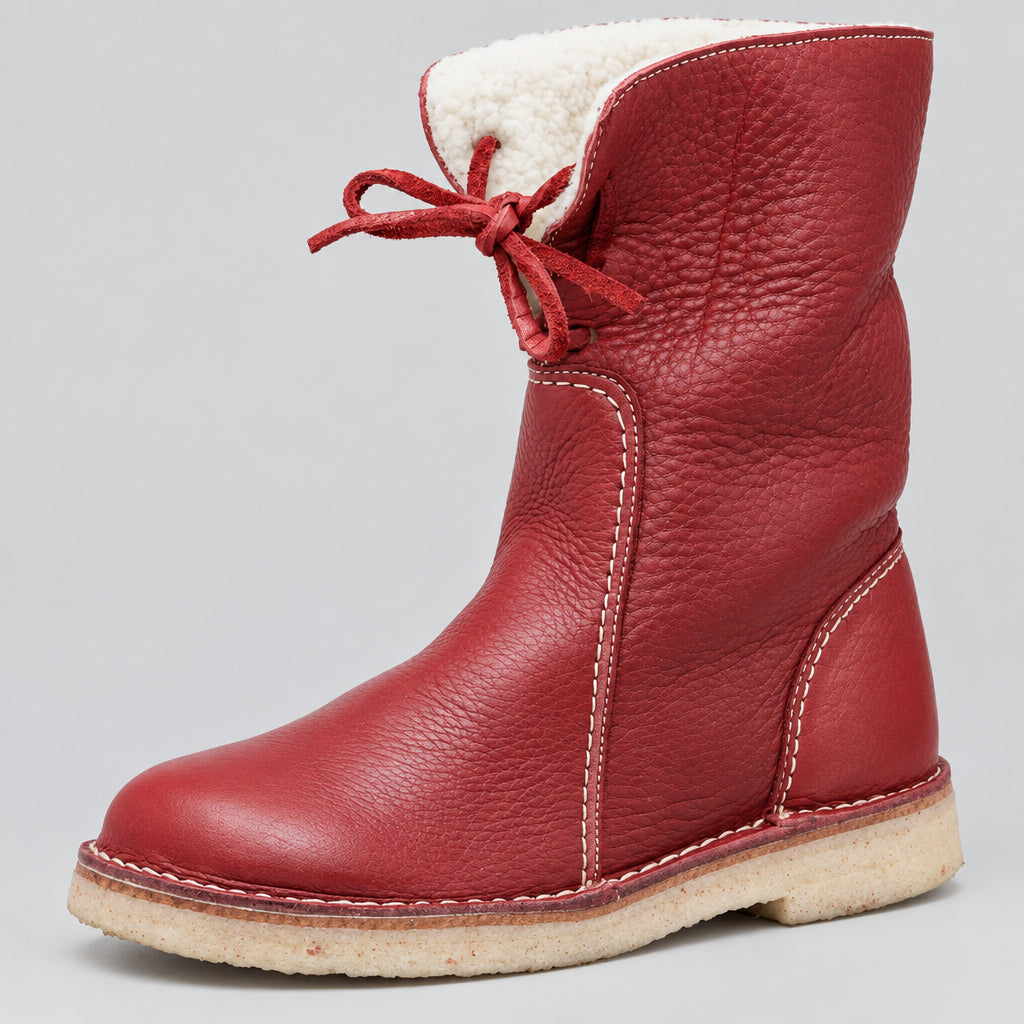 Women's Lace-Up Boot – Textured Square Heel