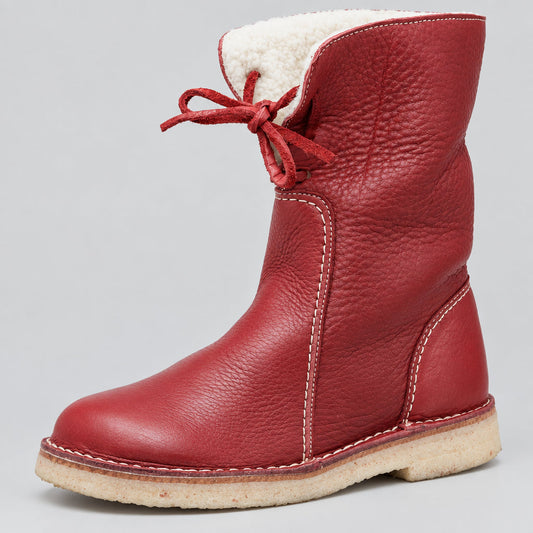 Women's Lace-Up Boot – Textured Square Heel