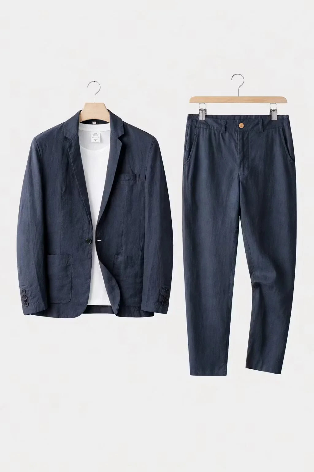 Men's Linen-Blend Two-Piece Suit – Relaxed Straight Leg
