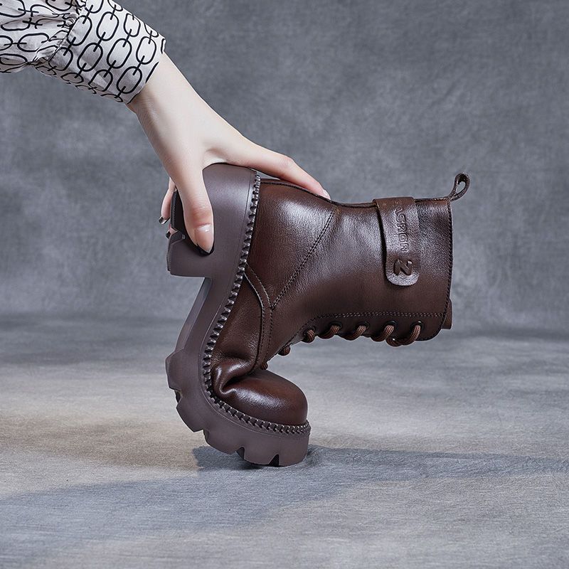 Women's Platform Ankle Boot – Lace-Up With Side Zip
