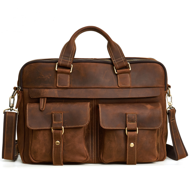 Men's Leather Briefcase – Structured Retro Business