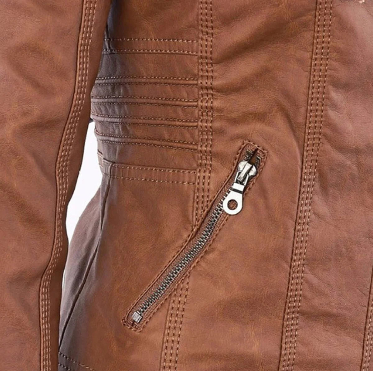 Women's Faux Leather Moto Jacket – Tailored Fitted Cut