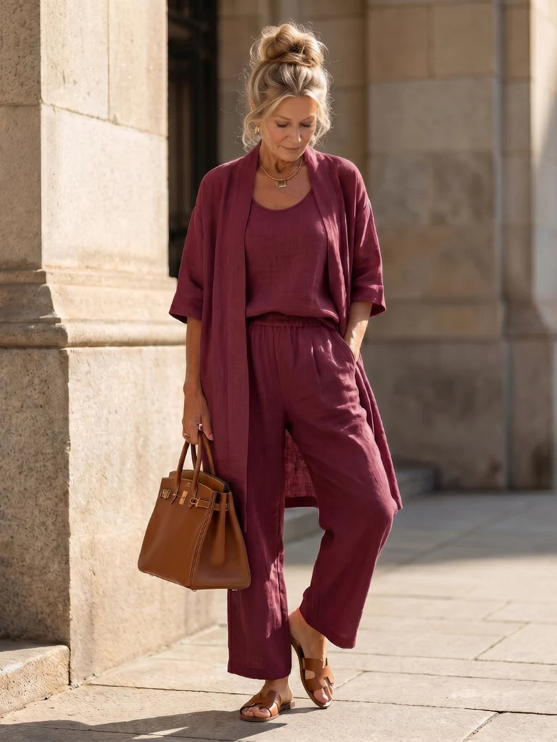 Women's Three-Piece Lounge Set – Cardigan, Tank and Pants