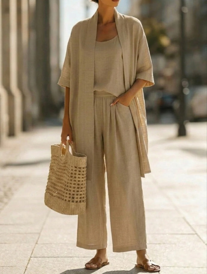 Women's Three-Piece Set – Cardigan, Tank and Pants
