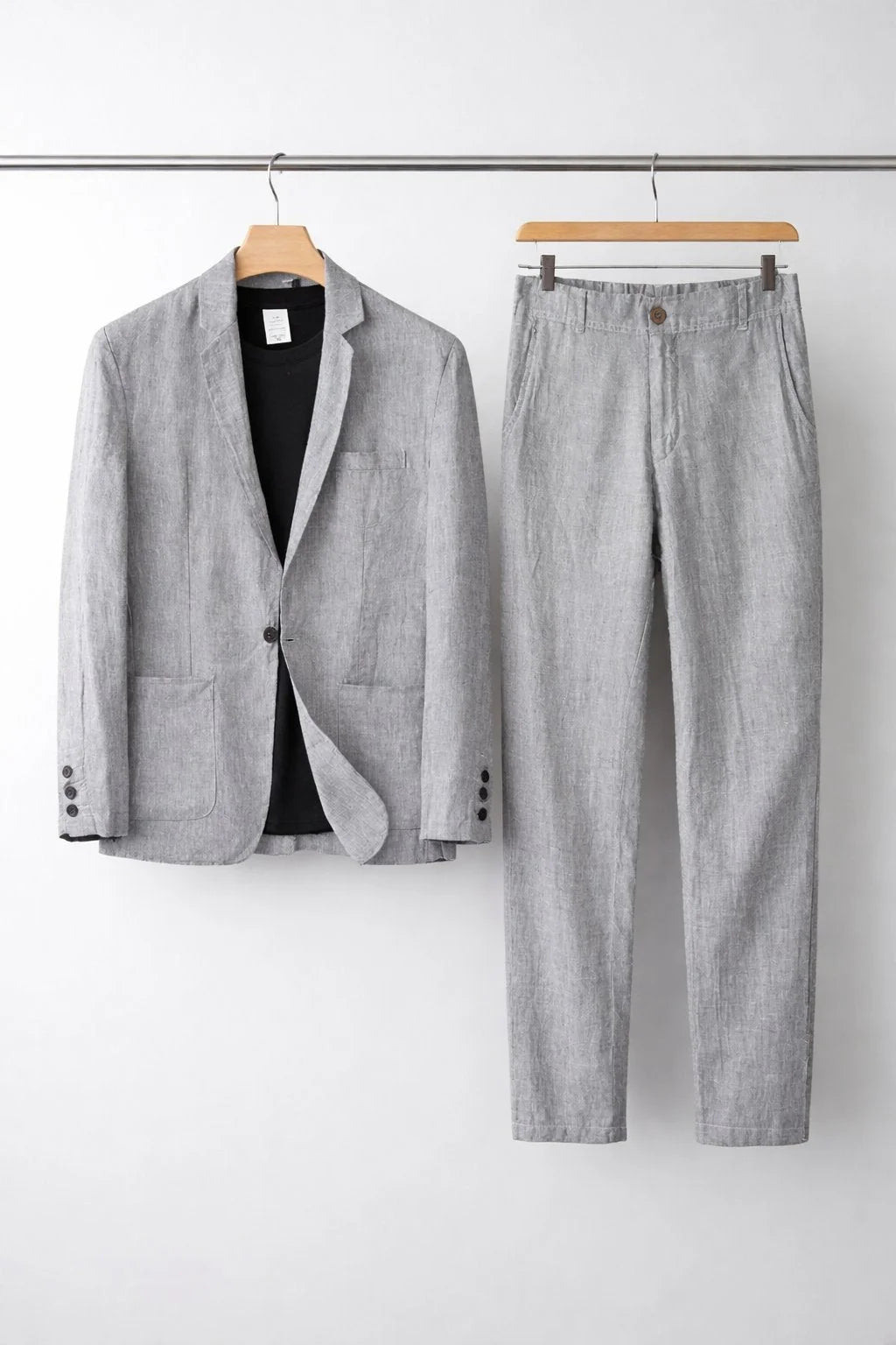 Men's Linen-Blend Two-Piece Suit – Relaxed Straight Leg