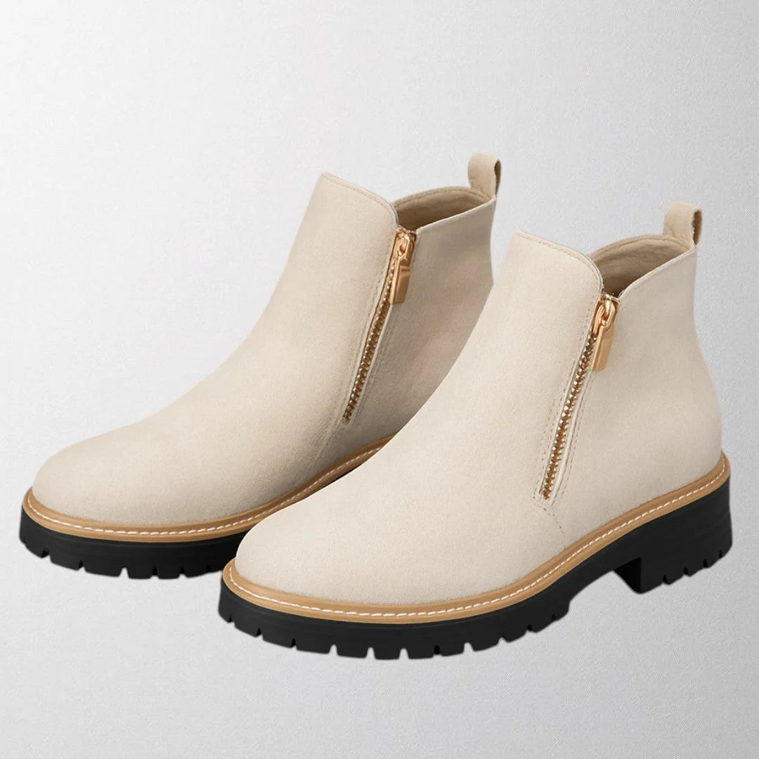 Women's Ankle Boot – Chunky Mid Heel Side Zip