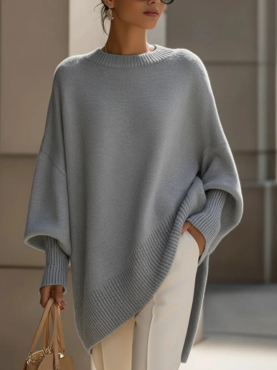 Women's Oversized Knit Sweater – Chunky Crew Neck