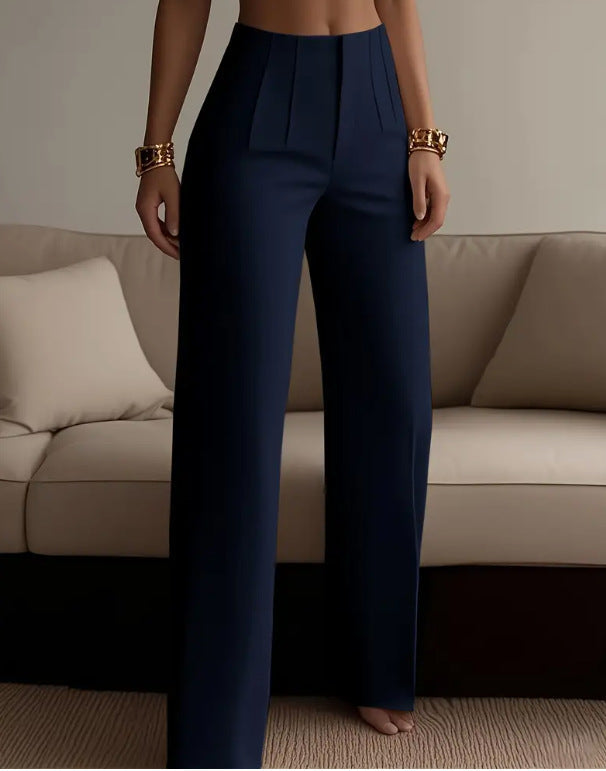 Women's High-Rise Wide-Leg Pants – Pleated Front