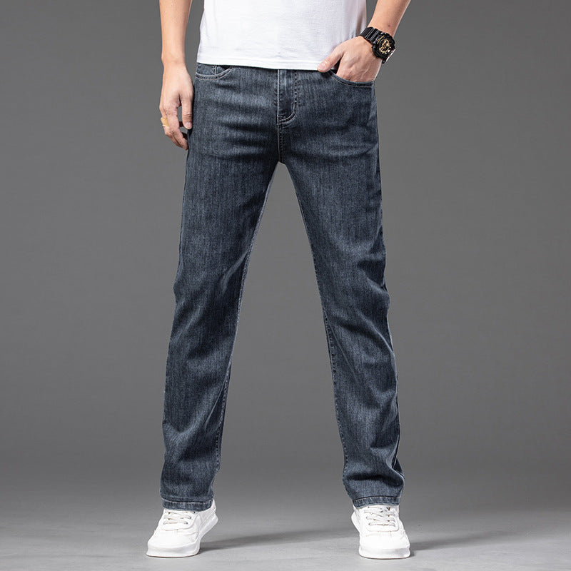 Men's Straight-Leg Stretch Jeans – Partial Elastic Waist