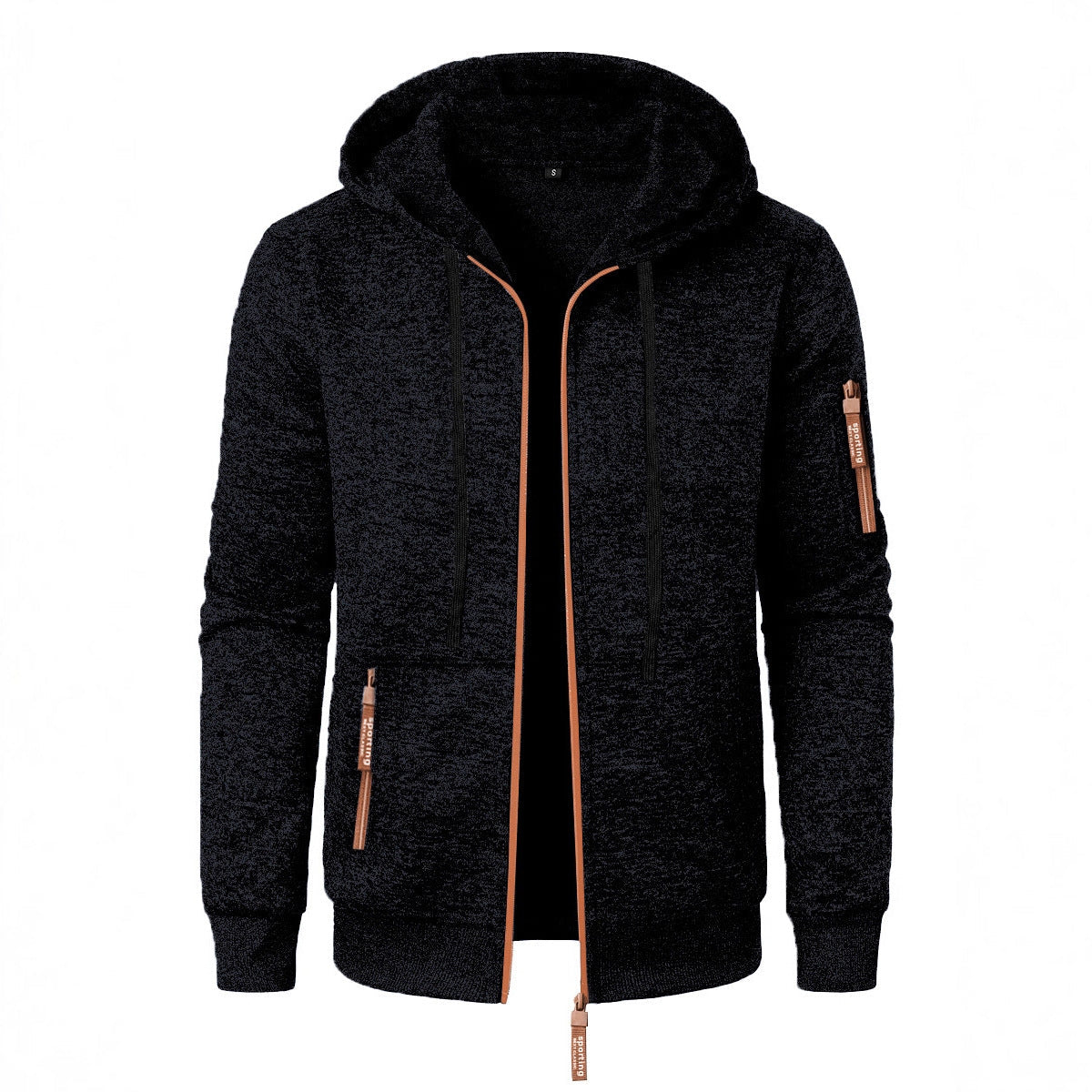 Men's Zip-Up Hooded Sweater – Straight Textured Knit