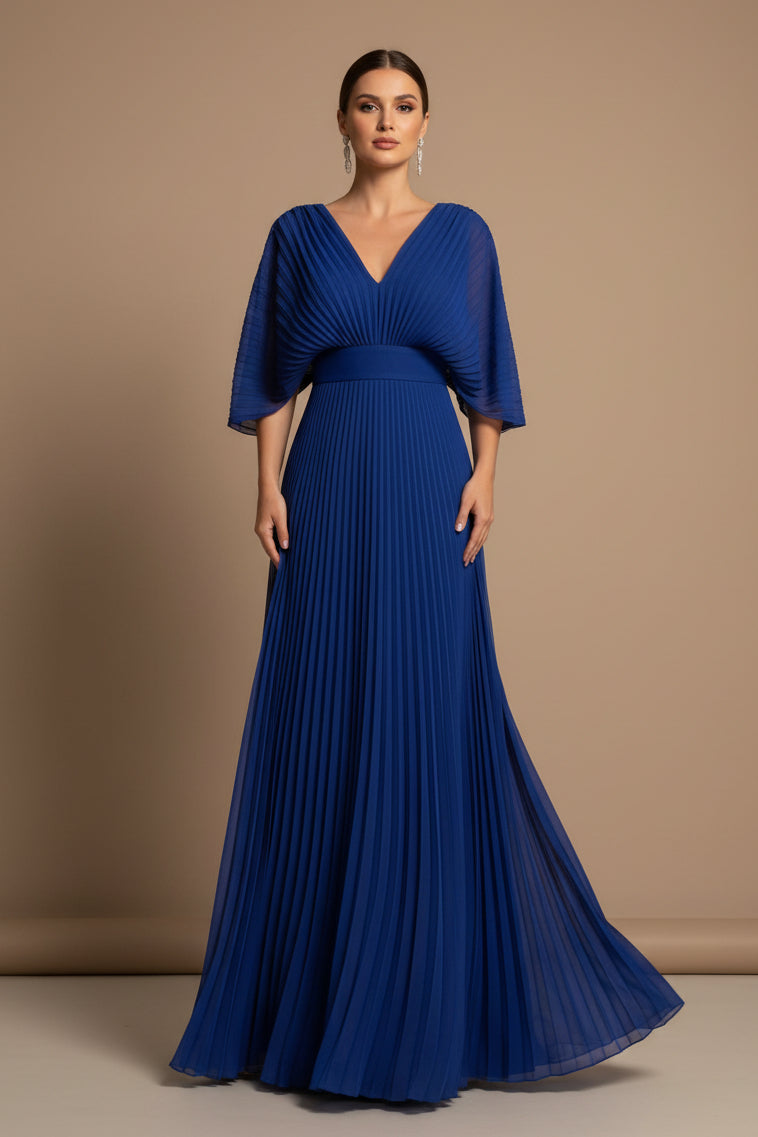 Women's Batwing Sleeve Maxi Dress – V-Neck A-Line