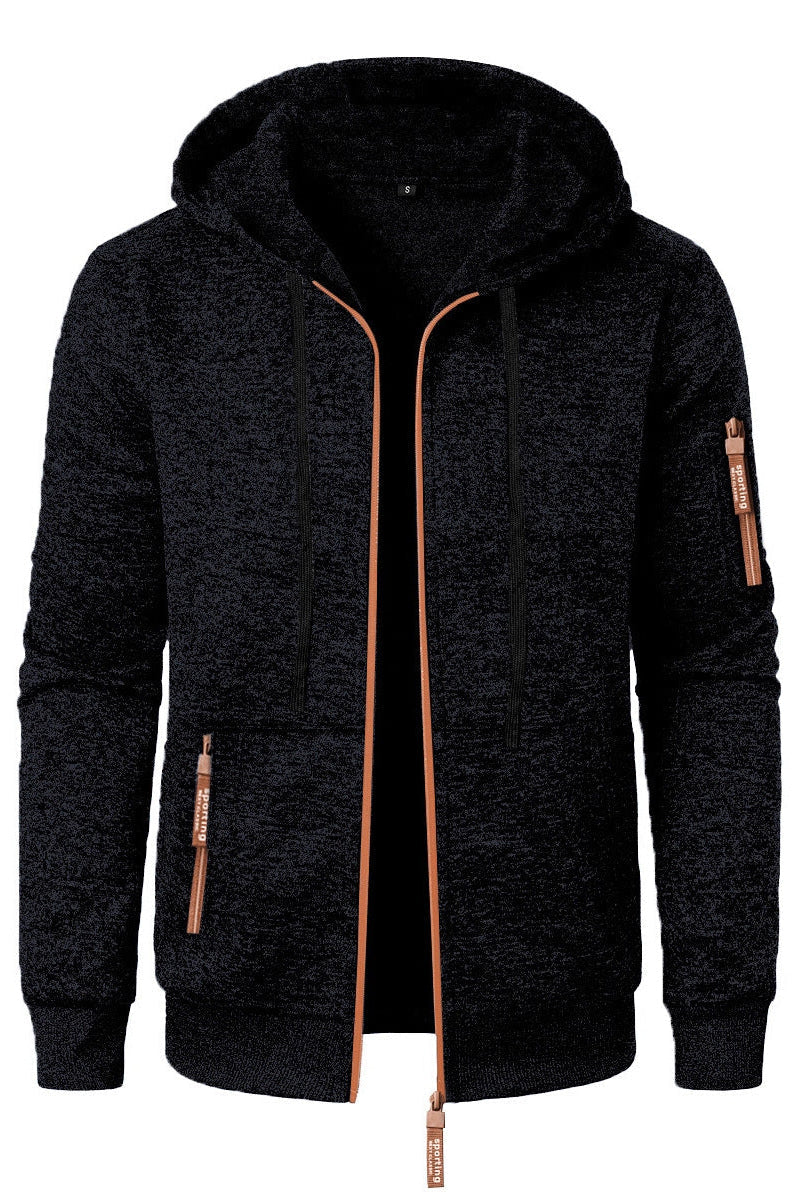 Men's Hooded Zip Cardigan – Textured Jacquard Knit