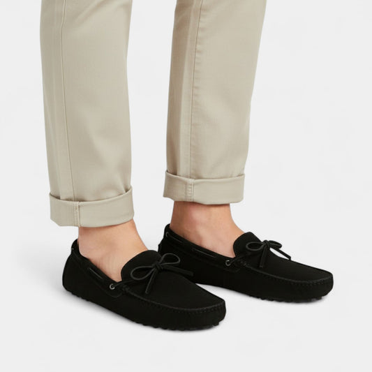 Men's Suede Loafers – Slip-On With Lace Detail