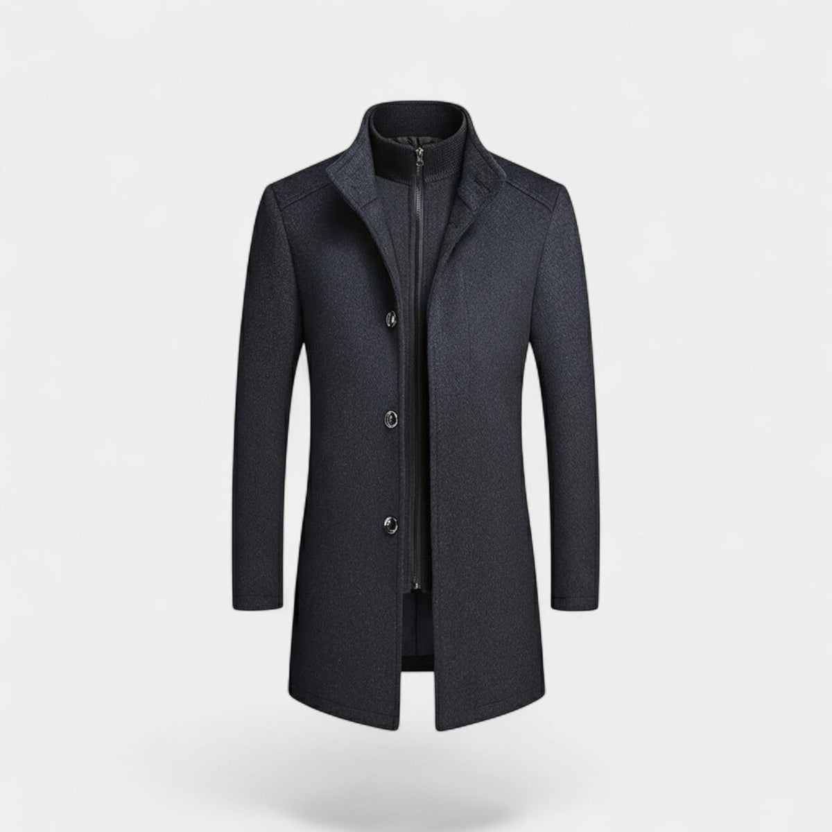 Men's Wool Coat – Double Collar Mid-Length