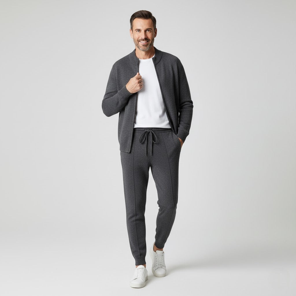Men's Wool Knit Set – Zip Cardigan and Pants