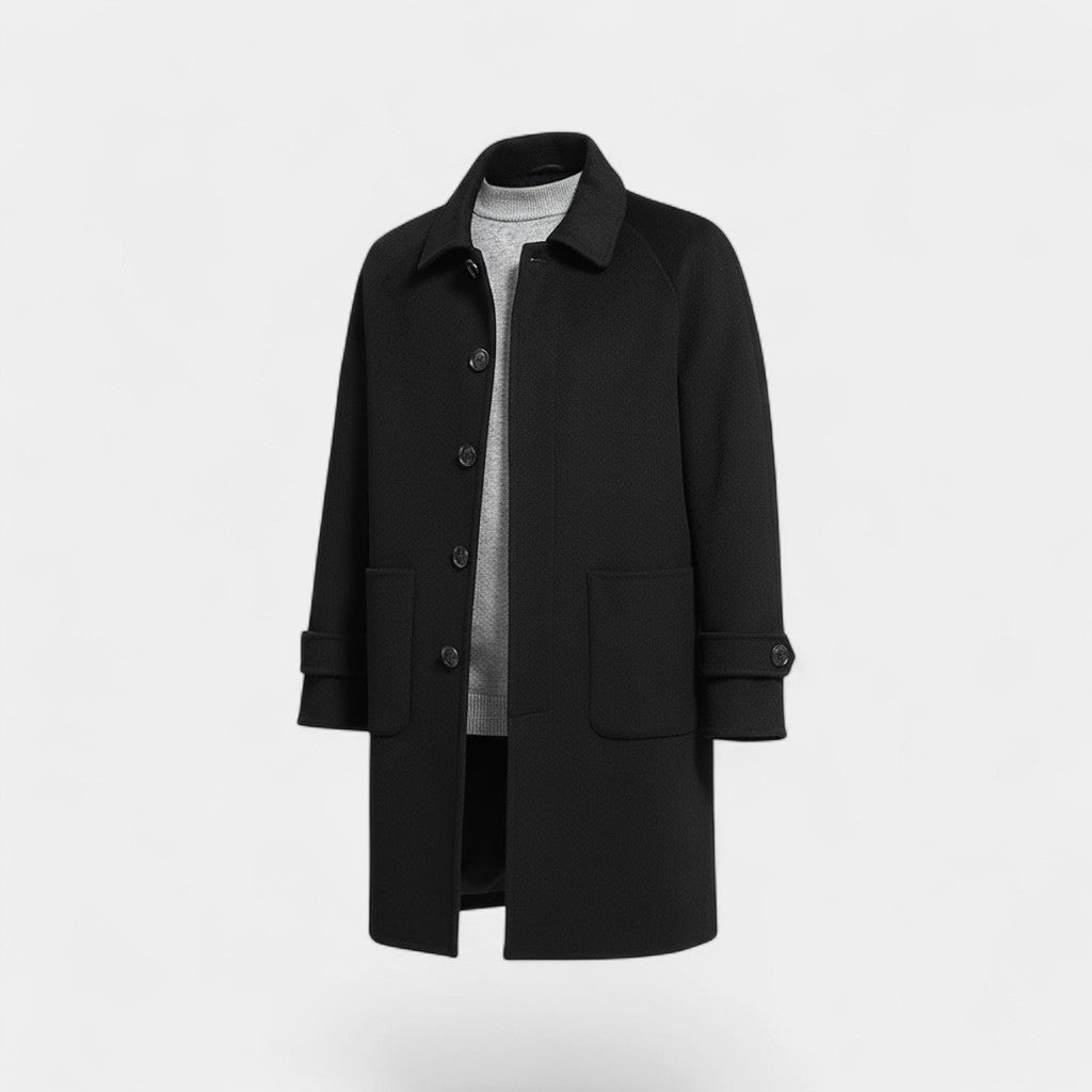 Men's Reversible Cashmere Coat – Single-Breasted Mid-Length