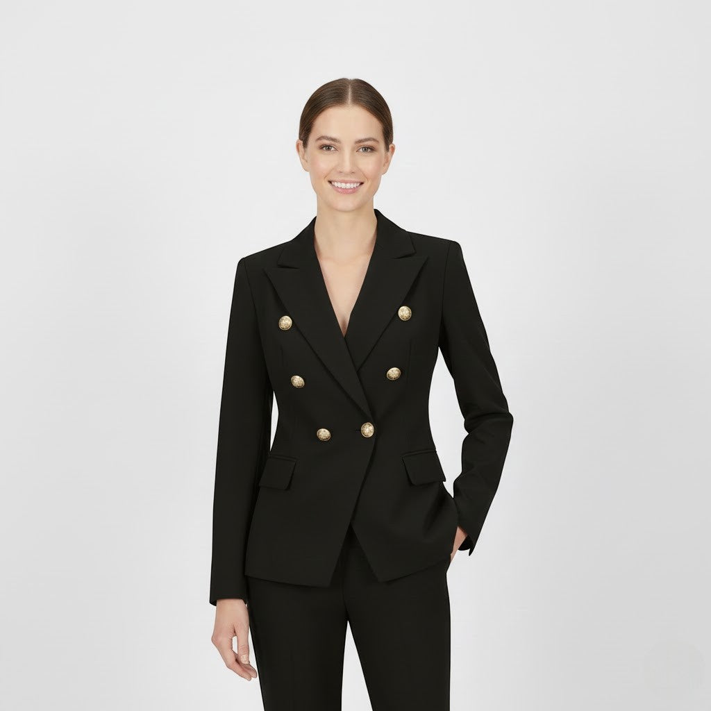 Women's Double-Breasted Blazer and Pants Set – Slim Tailored Fit