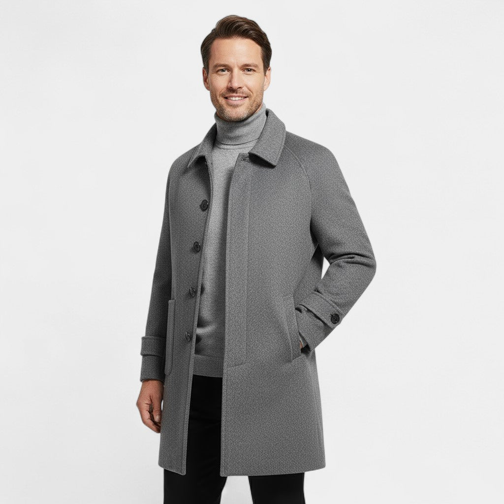 Men's Reversible Cashmere Coat – Single-Breasted Mid-Length
