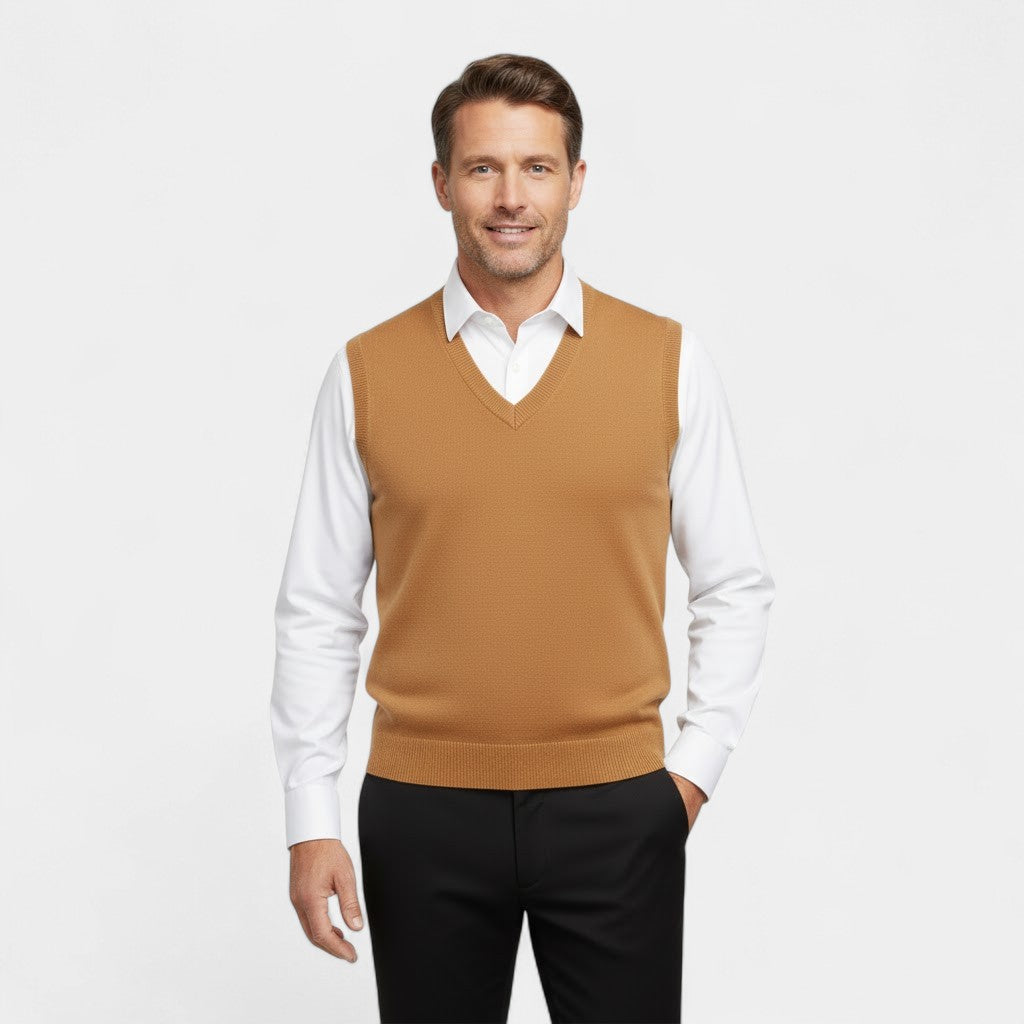 Men's Cotton Knit Vest – Deep V-Neck Regular Fit