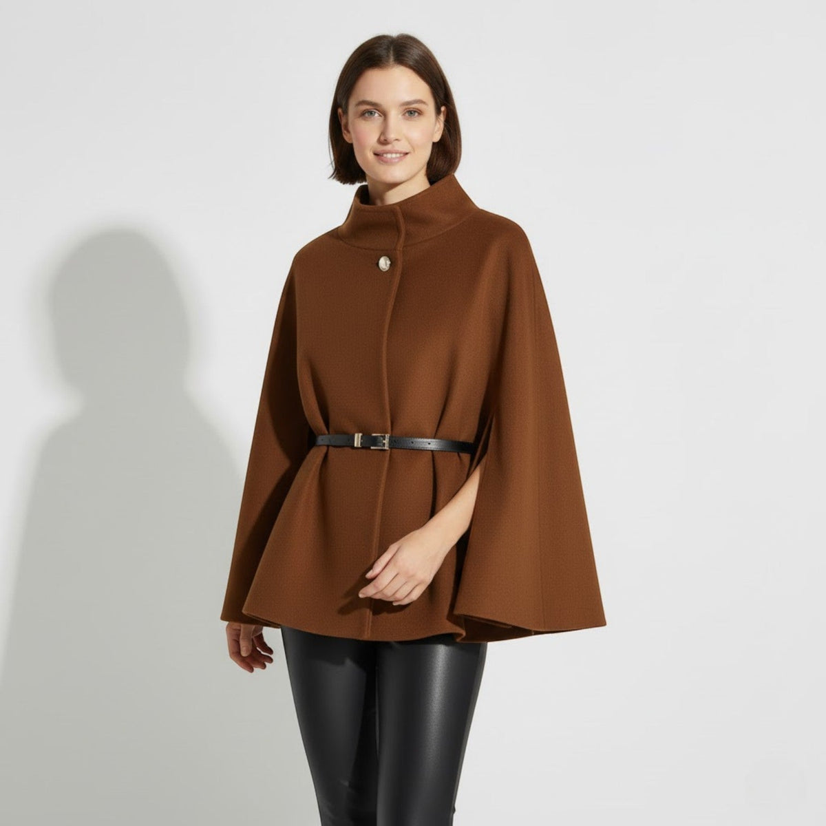 Women's Short Wool-Blend Coat – Structured Single-Breasted