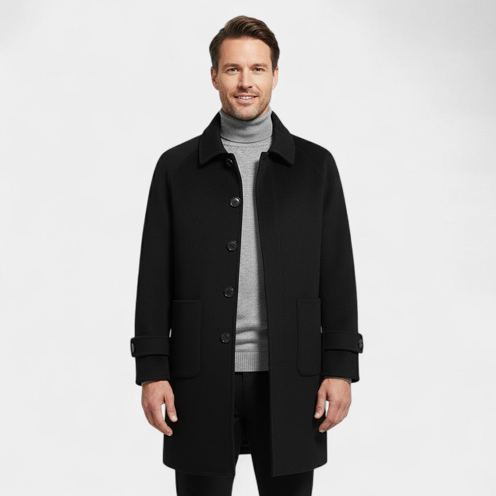 Men's Reversible Cashmere Coat – Single-Breasted Mid-Length