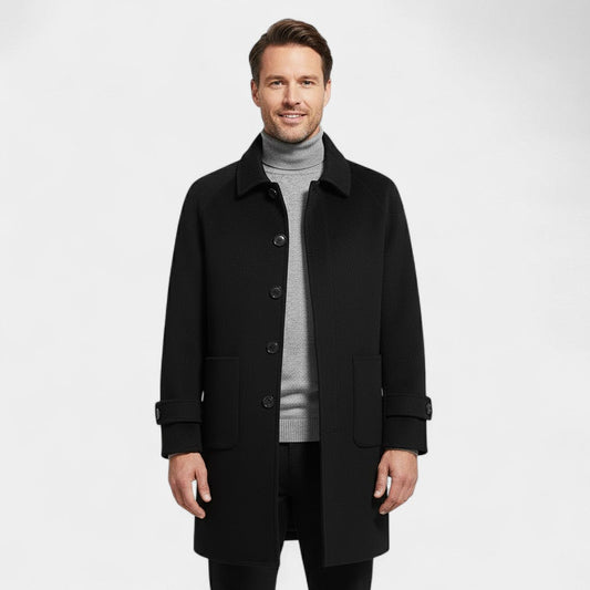 Men's Reversible Cashmere Coat – Single-Breasted Mid-Length