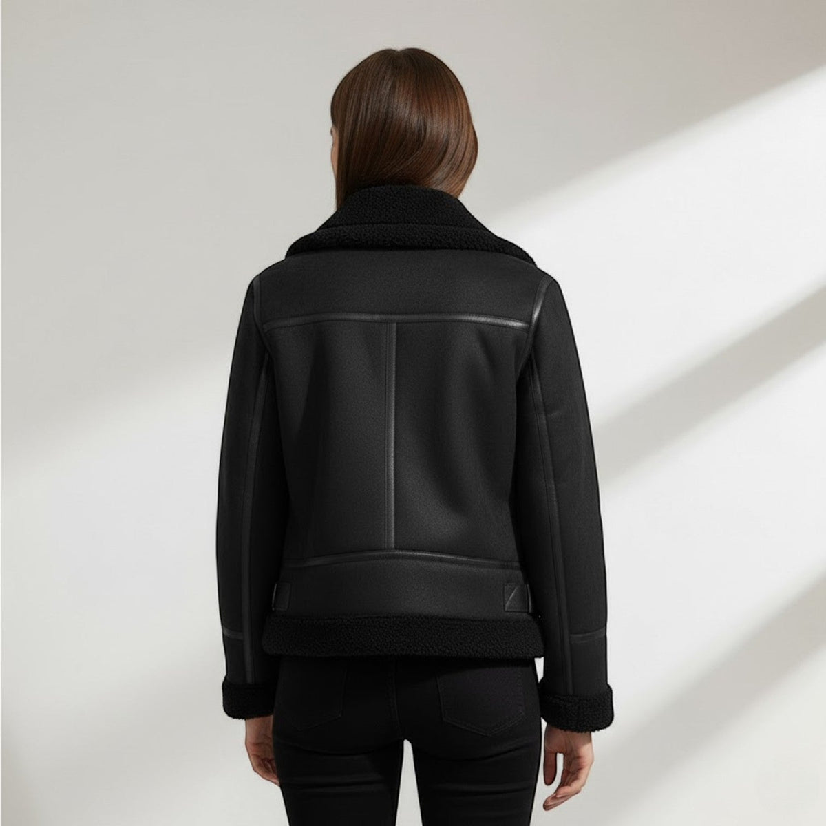 Women's Suede Jacket – Structured Lapel Collar