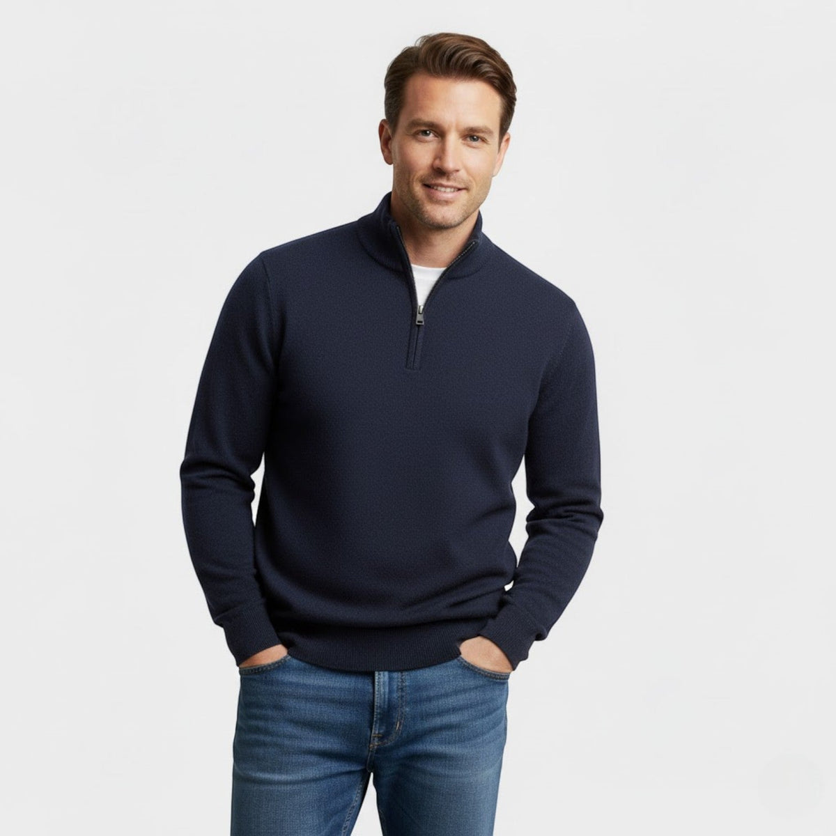 Men's Half-Zip Knit Sweater – Clean Minimal Lines