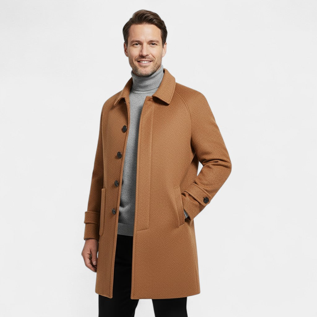 Men's Reversible Cashmere Coat – Single-Breasted Mid-Length