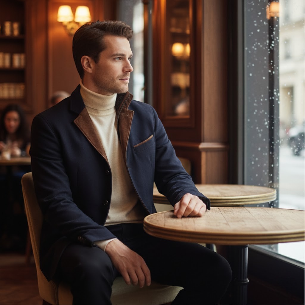Men's Suede Jacket – Leather-Trim Collar